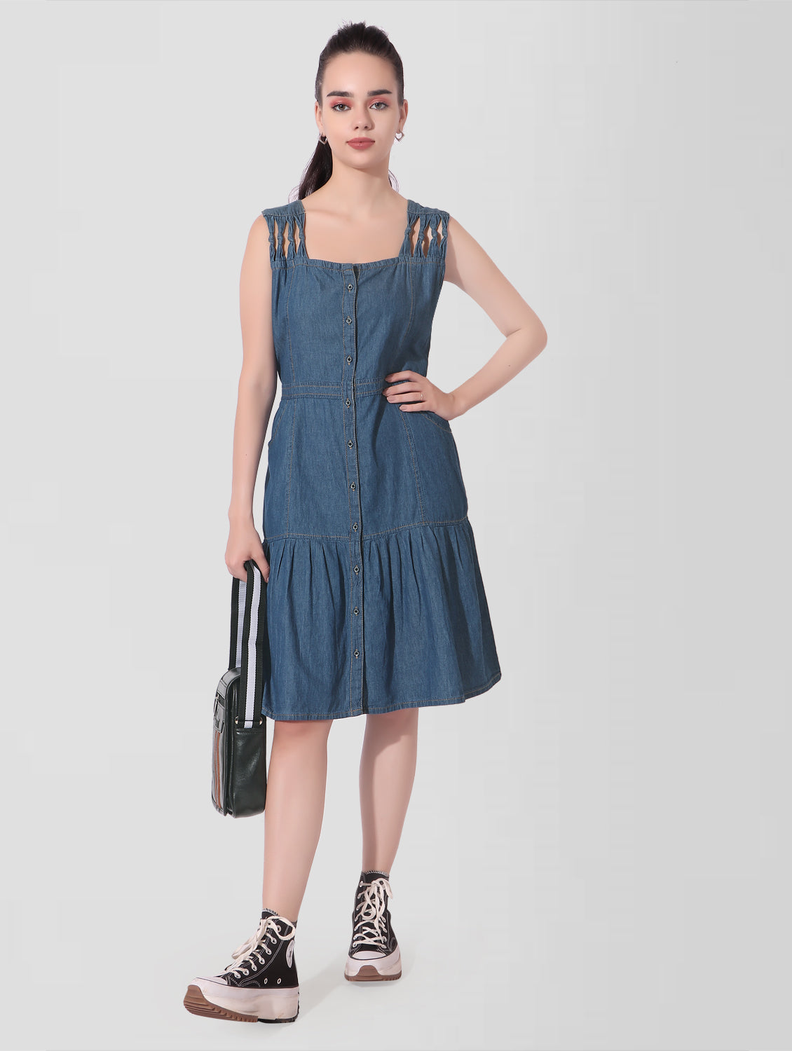 Cefalu®️ Women A-line Blue Dress