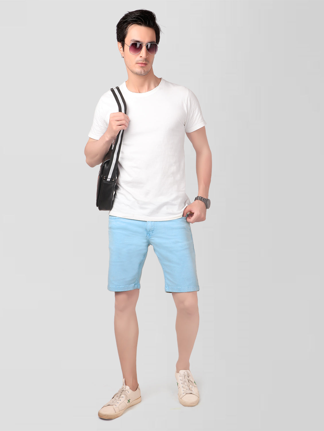 True Colors of India®️ (TCI) Men Light Blue Regular Shorts