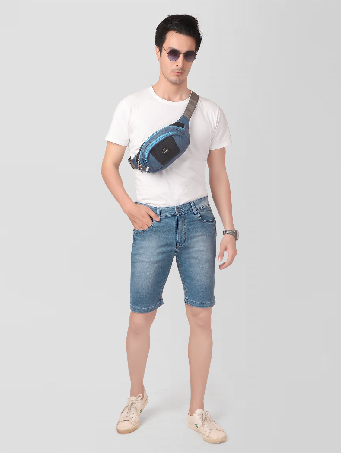 True Colors of India®️ (TCI) Men Light Blue Regular Cotton Shorts