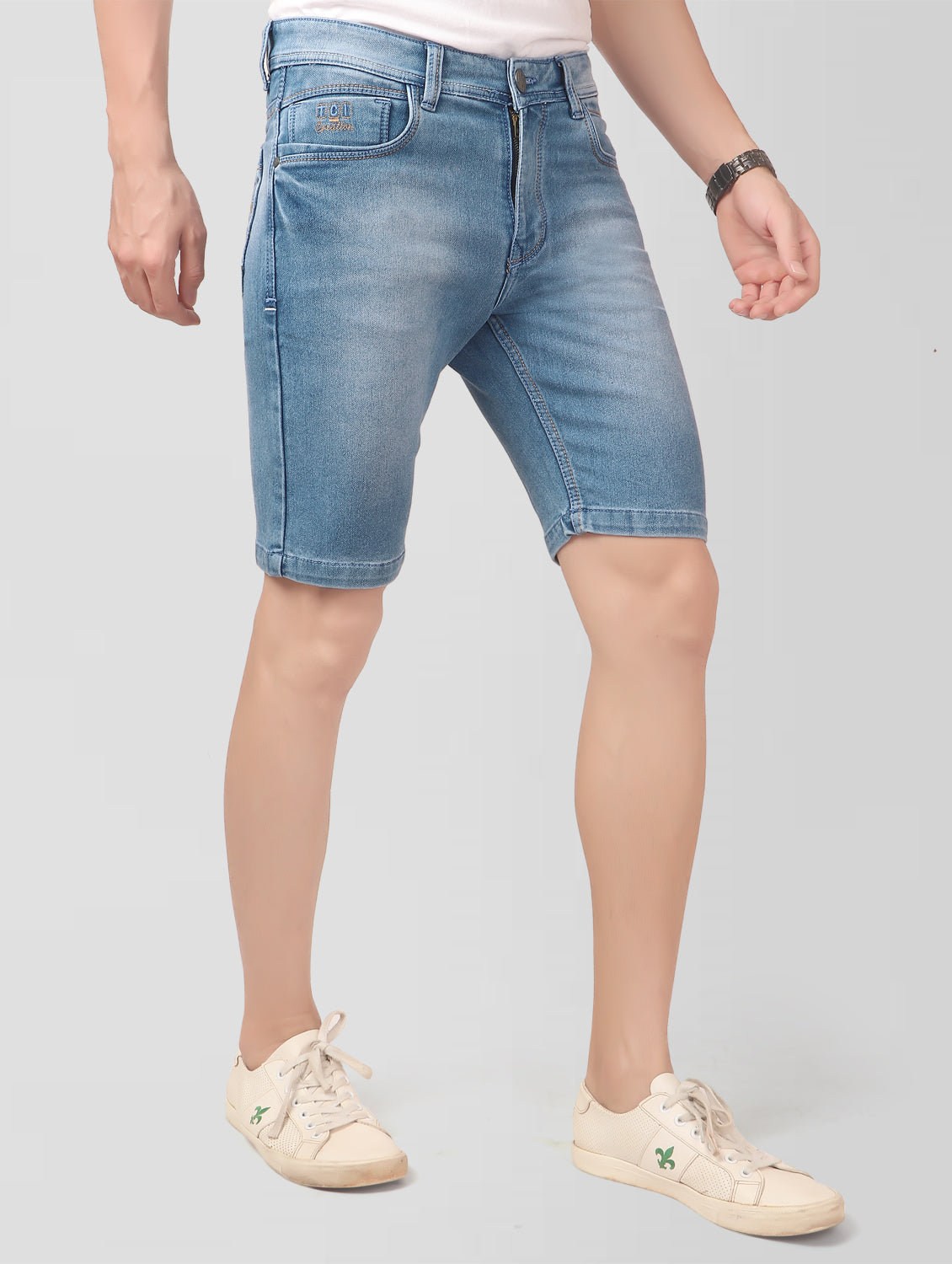 True Colors of India®️ (TCI) Men Light Blue Regular Cotton Shorts