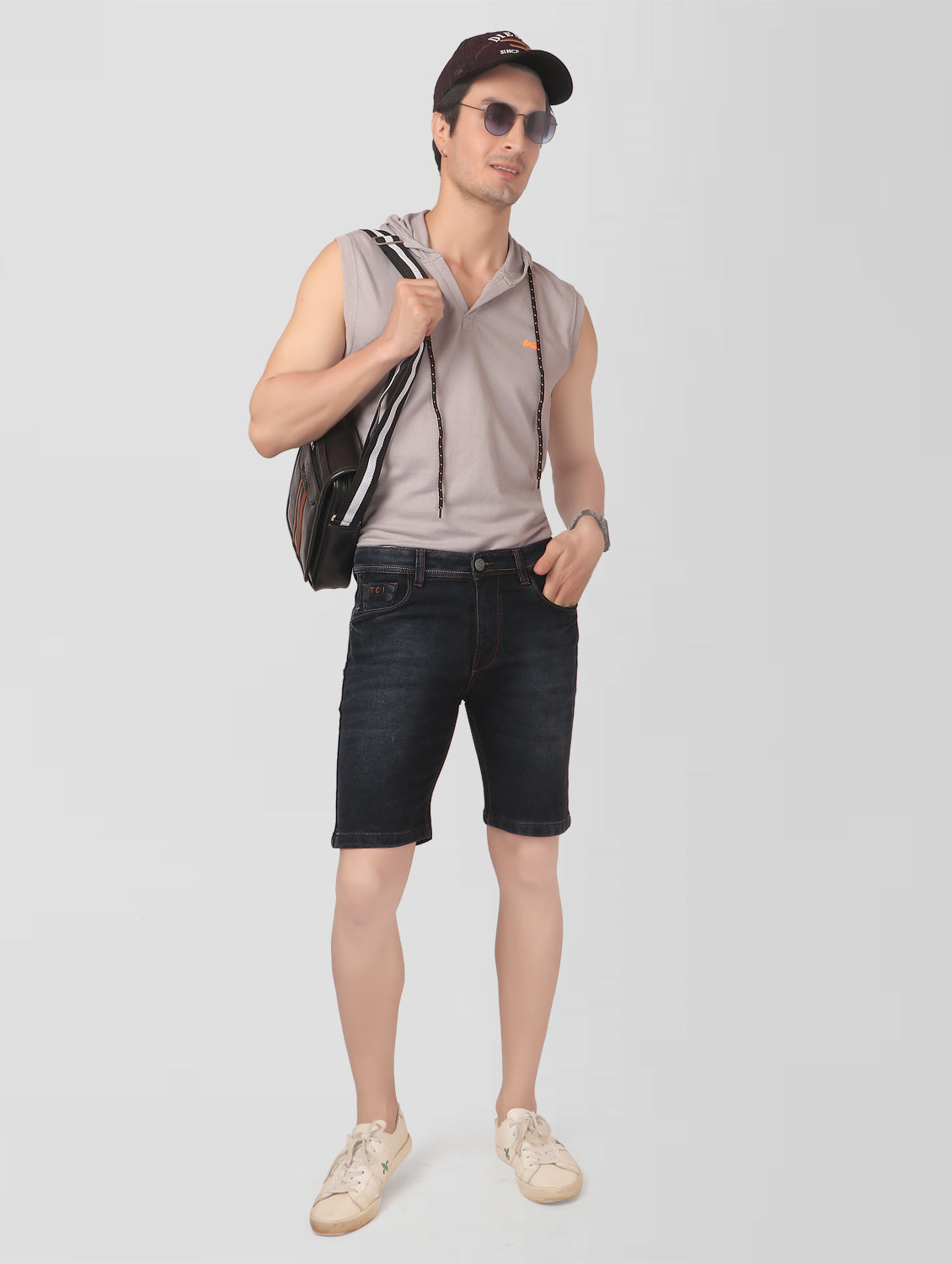 True Colors of India®️ (TCI) Men Blackish Grey Regular Cotton Shorts