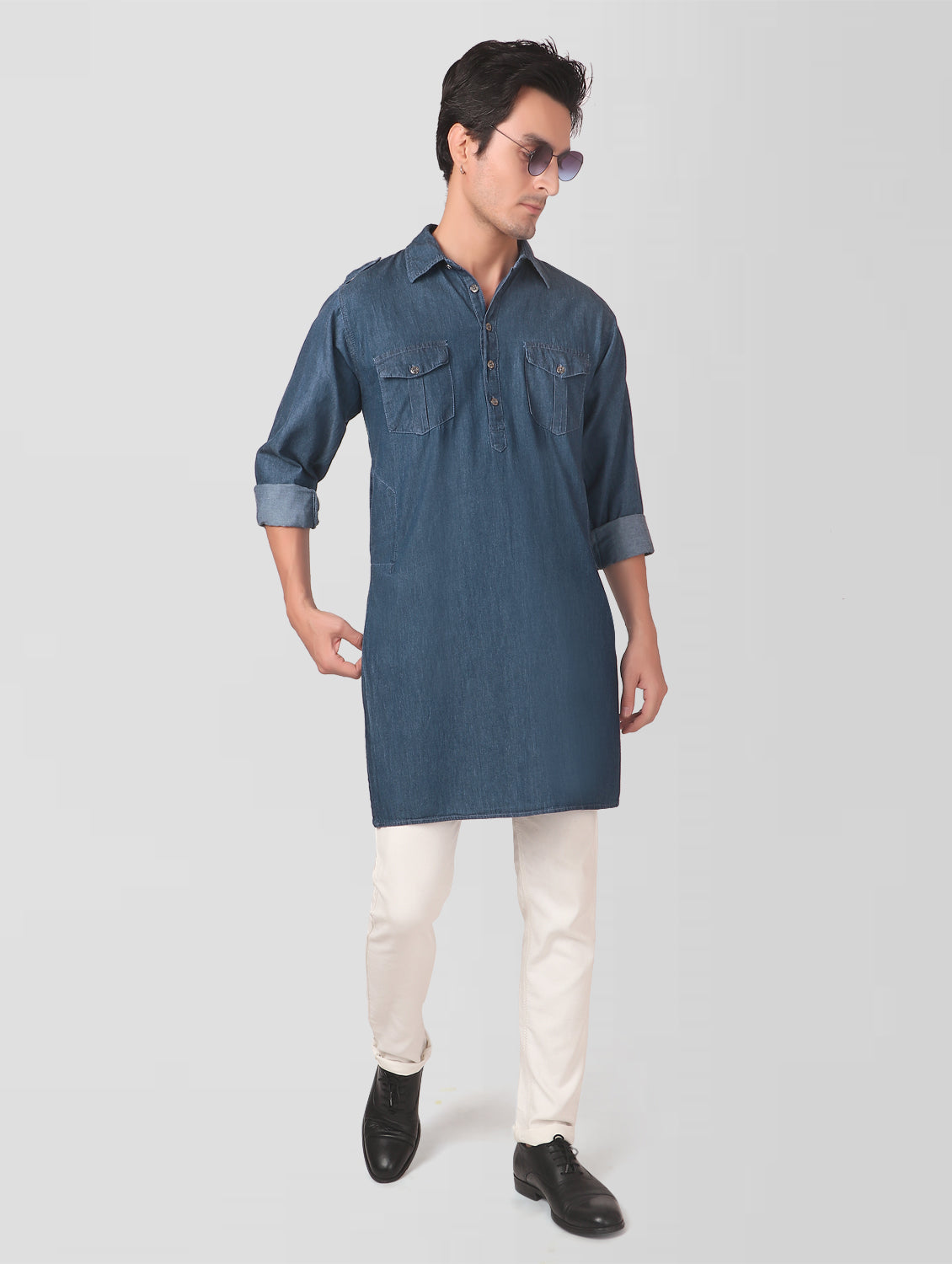 True Colors of India®️ (TCI) Men Solid Cotton Blend Straight Kurta