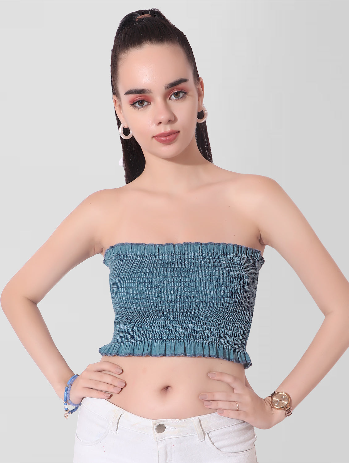 Cefalu®️ Women Blue Denim Tube Top