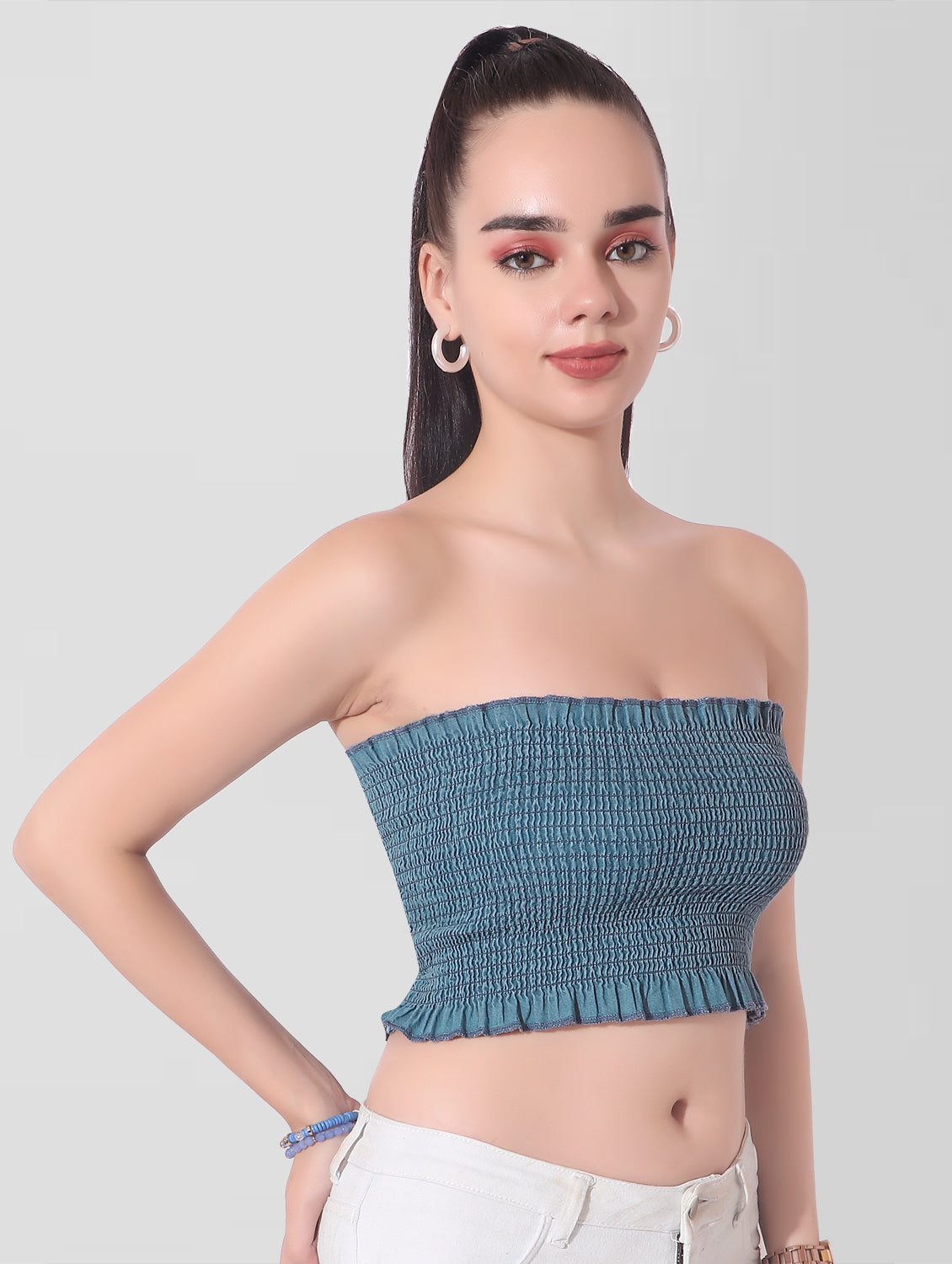 Cefalu®️ Women Blue Denim Tube Top