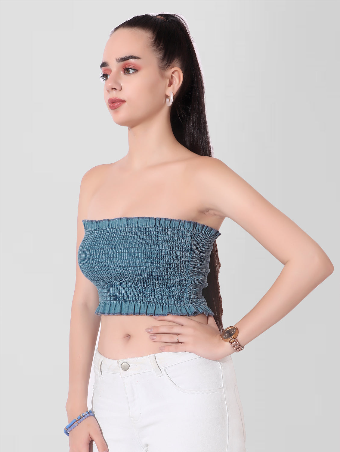 Cefalu®️ Women Blue Denim Tube Top