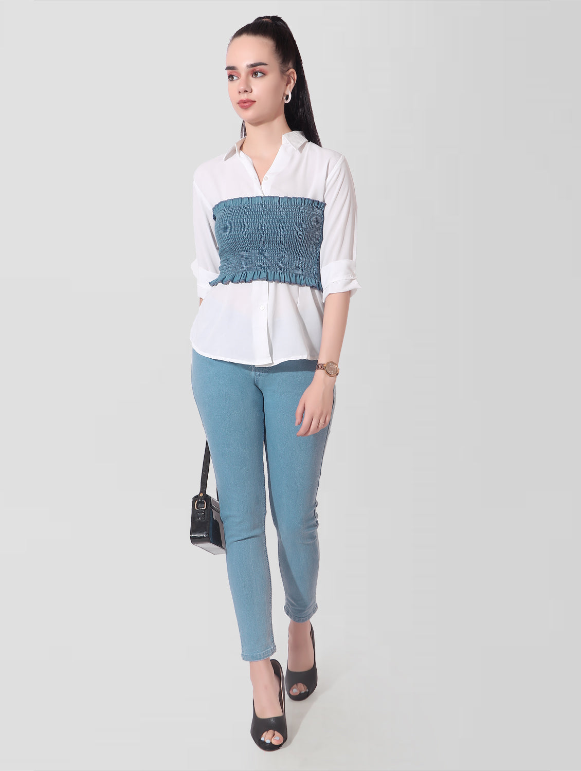 Cefalu®️ Women Blue Denim Tube Top