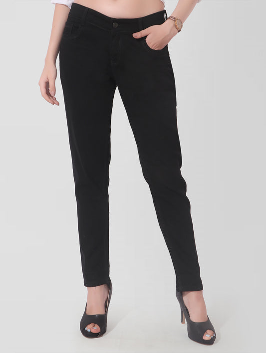 Cefalu Women’s Black Skinny Jeans - Cotton Polyester Lycra Blend (Sizes 28 to 36)