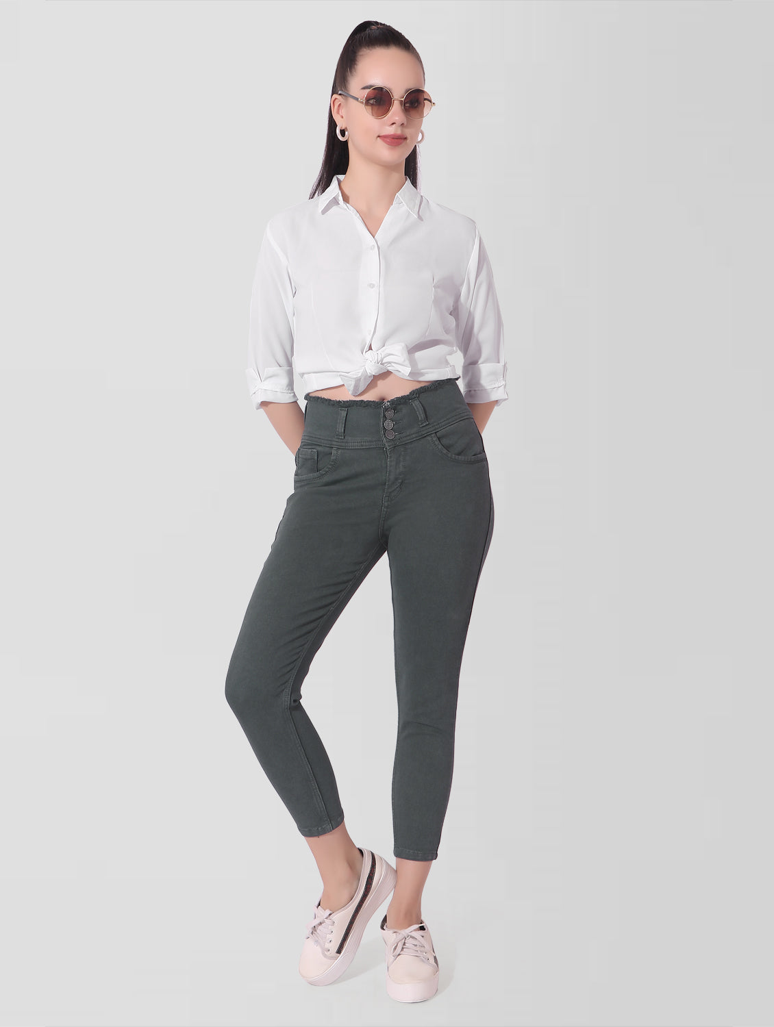 Cefalu®️ Women Skinny Fit Grey Jeans