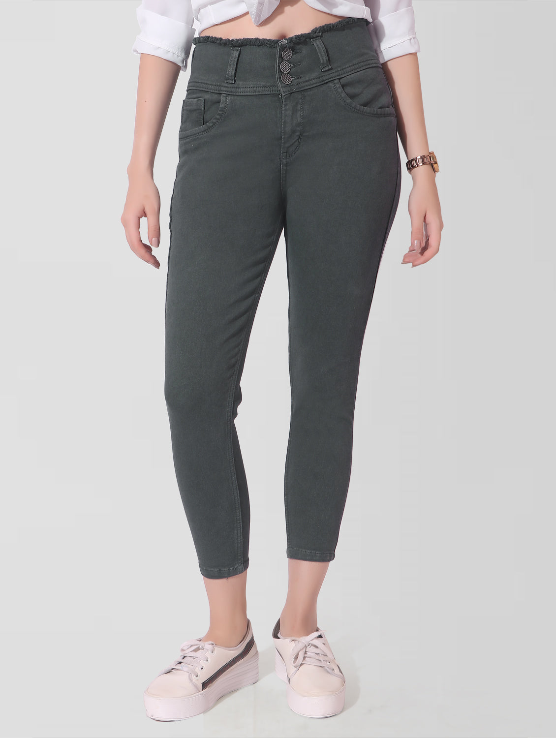 Cefalu®️ Women Skinny Fit Grey Jeans