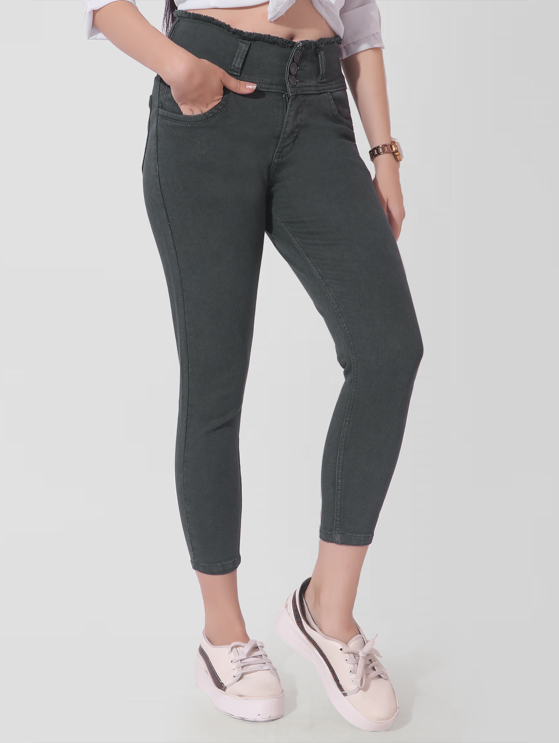 Cefalu®️ Women Skinny Fit Grey Jeans