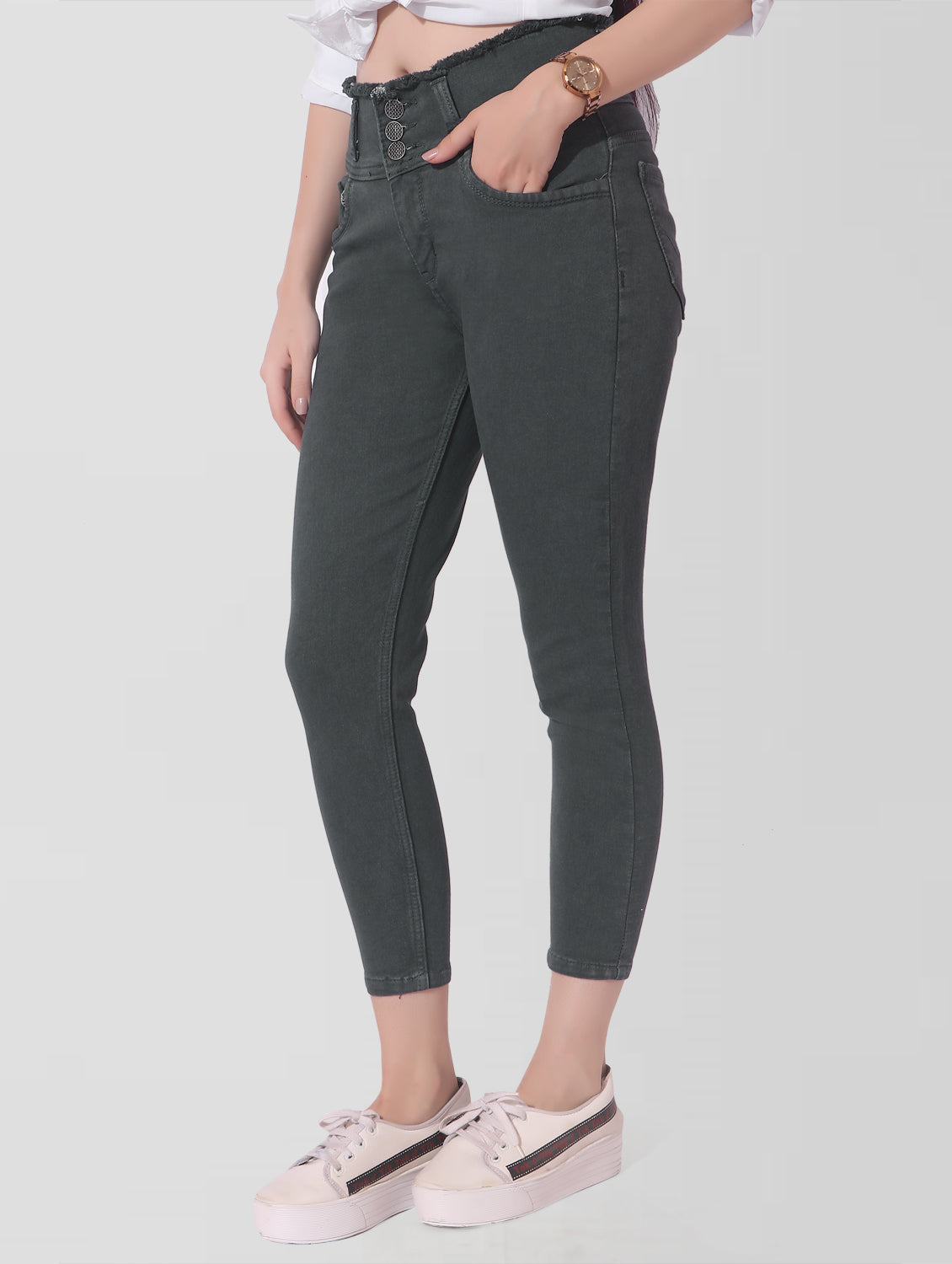 Cefalu®️ Women Skinny Fit Grey Jeans