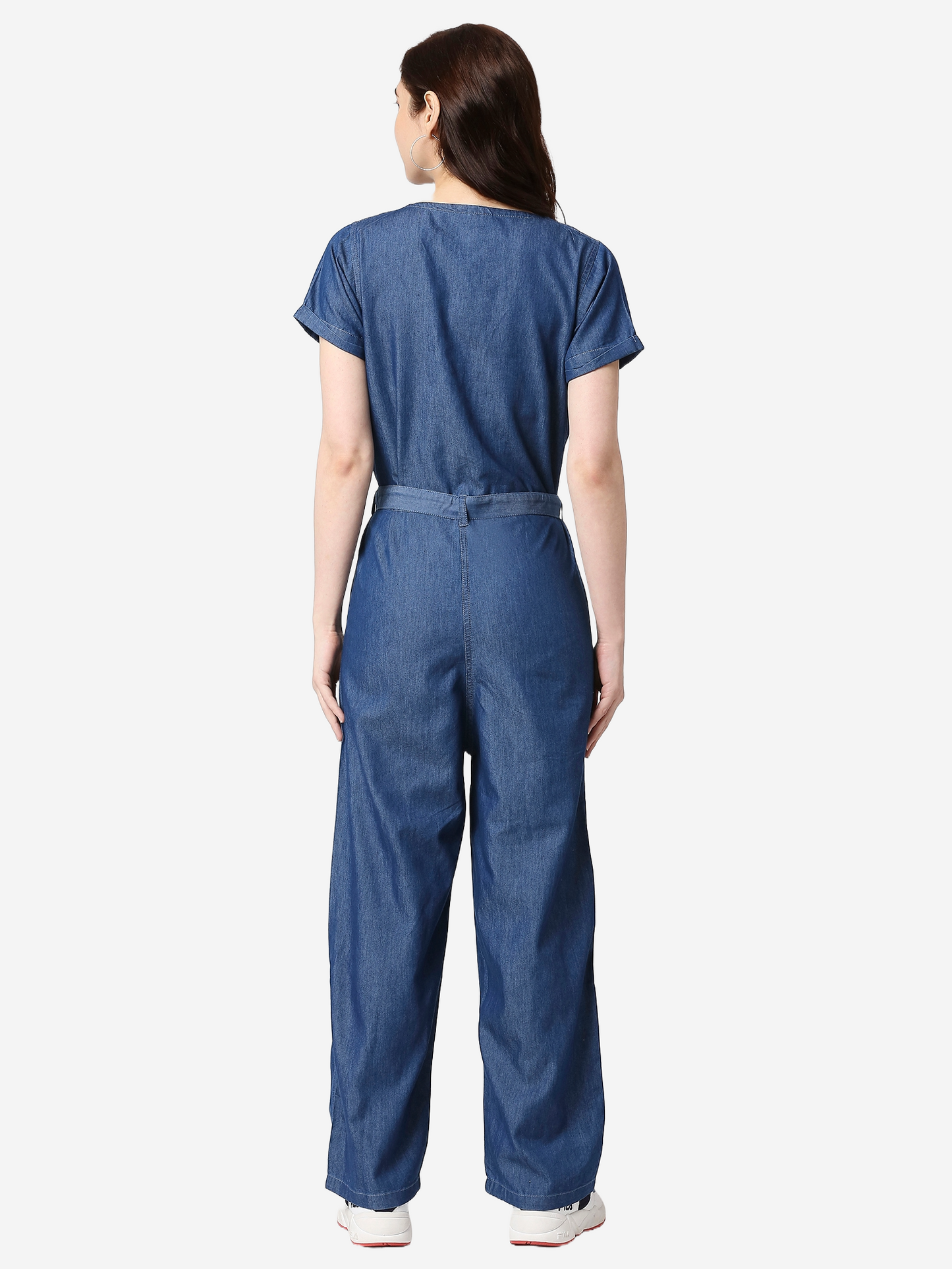 Cefalu®️ Women Denim Blue Cotton Jumpsuit