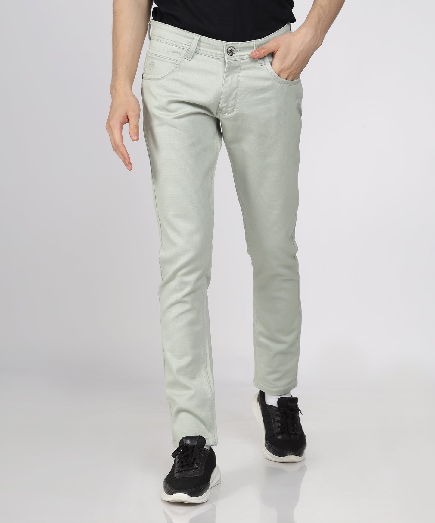 TCI Men’s Steel Grey Regular Fit Trousers displayed.