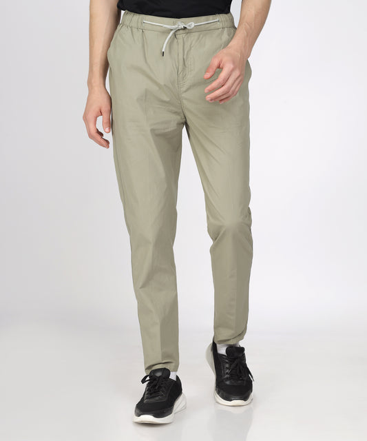 Front View of TCI Men’s Olive Comfort Fit Cotton Trouser