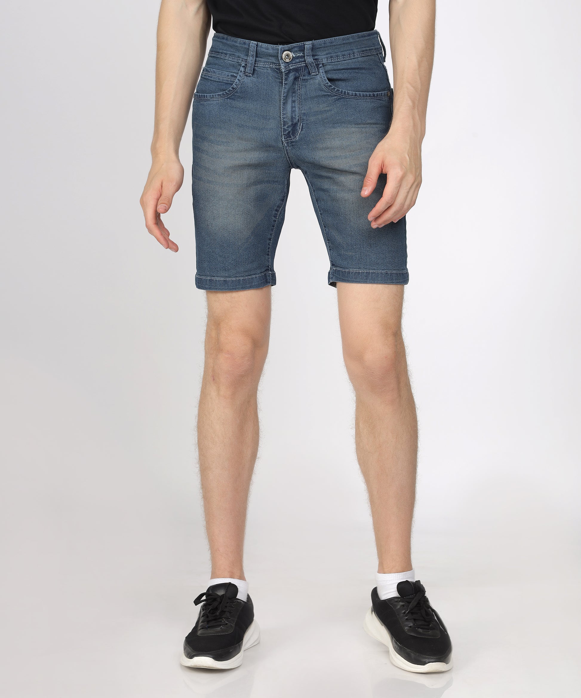 TCI Men’s Corbon Blue Regular Fit Denim Shorts displayed.