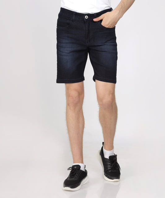 TCI Men’s Nevy Blue Regular Fit Denim Shorts displayed.