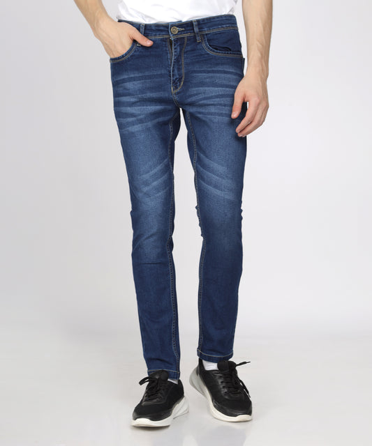 TCI Men’s Mid Blue Slim Fit Stretchable Jeans on display.